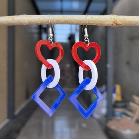 Wholesale Independence Day 3D Rotating Heart Acrylic Earrings