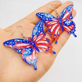 Wholesale Independence Day Acrylic Colorful 3D Butterfly Earrings