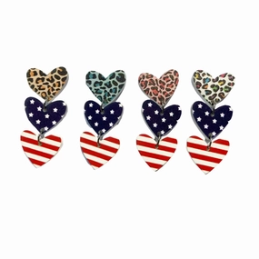 Wholesale Independence Day Acrylic Ear Heart Five-pointed Star Leopard Print Earrings