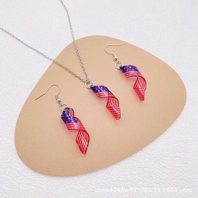 Wholesale Independence Day American Flag Acrylic Necklace Earrings