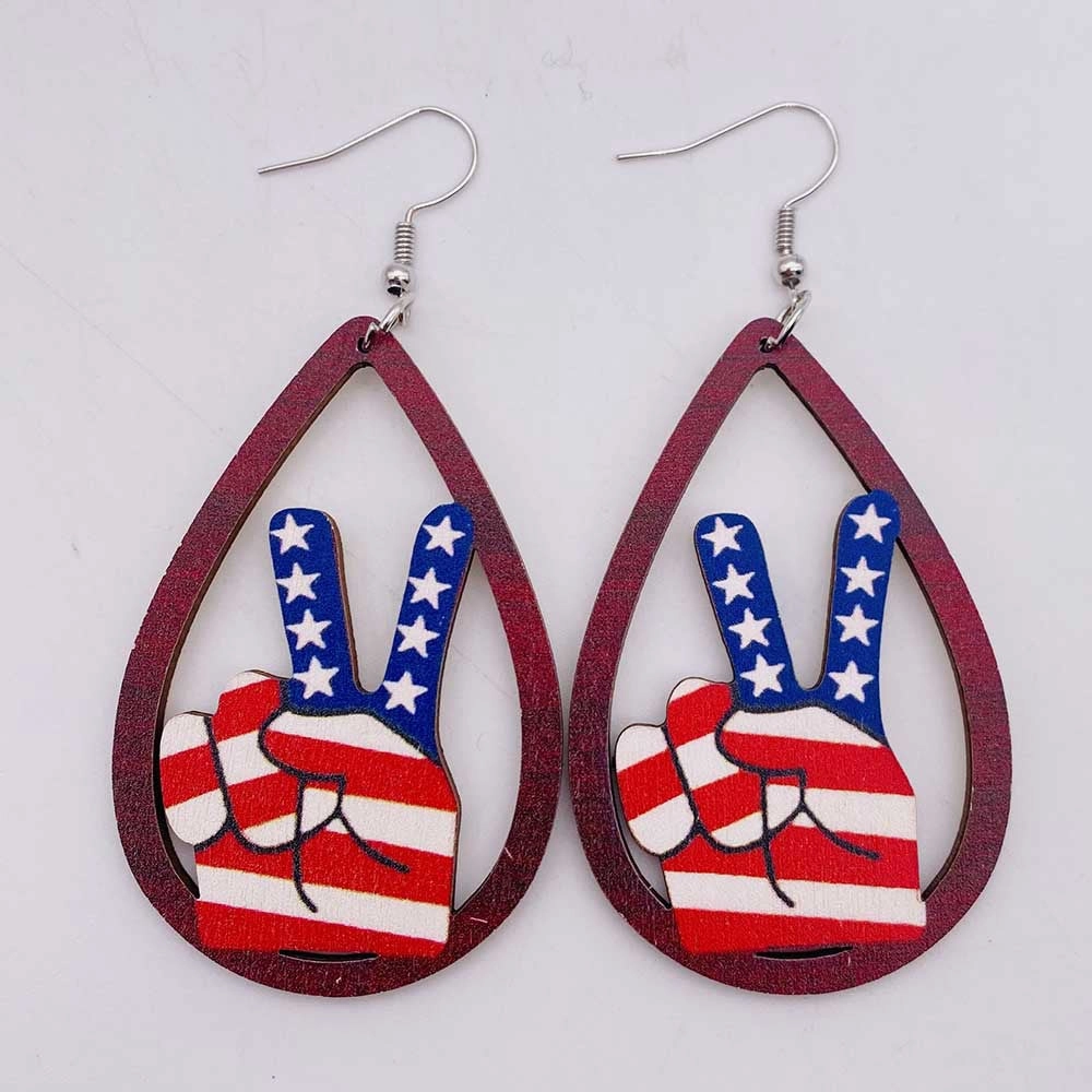 Wholesale Independence Day Butterfly Hollow Wooden Earrings