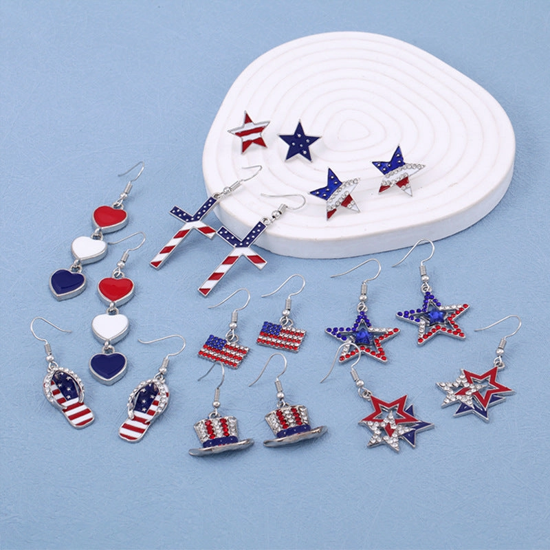 Wholesale Independence Day Butterfly Lips Heart Pendant Earrings