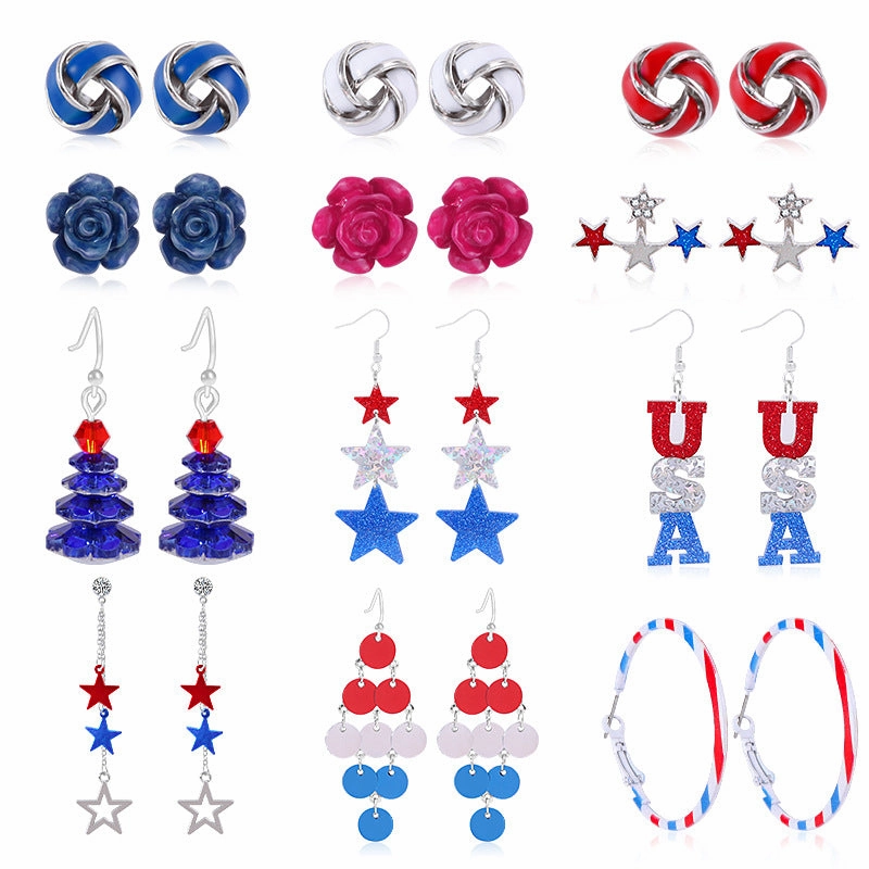 Wholesale Independence Day Butterfly Lips Heart Pendant Earrings