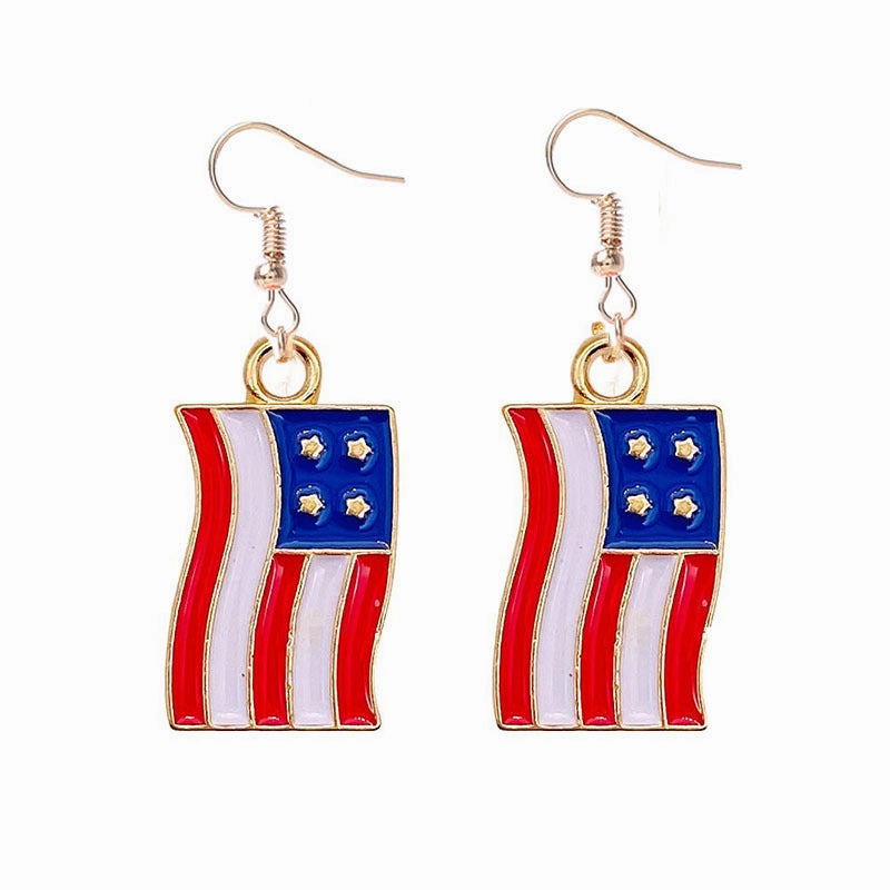 Wholesale Independence Day Flag Alloy Earrings