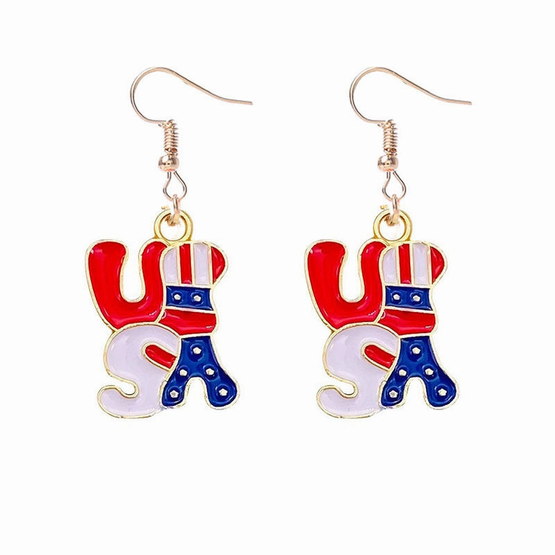 Wholesale Independence Day Flag Alloy Earrings