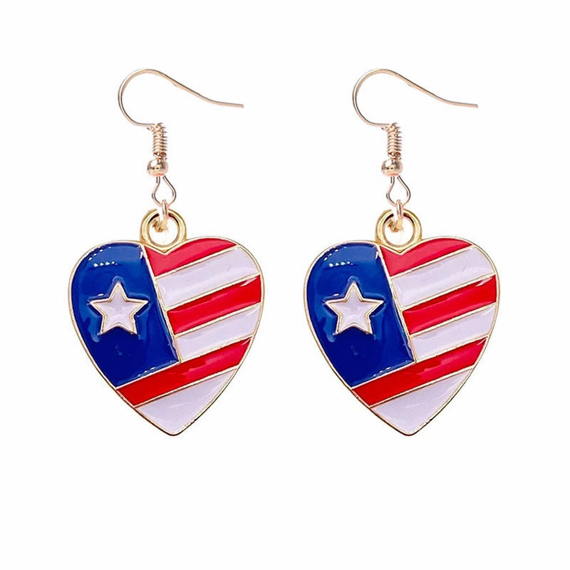 Wholesale Independence Day Flag Alloy Earrings