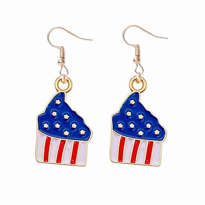 Wholesale Independence Day Flag Alloy Earrings