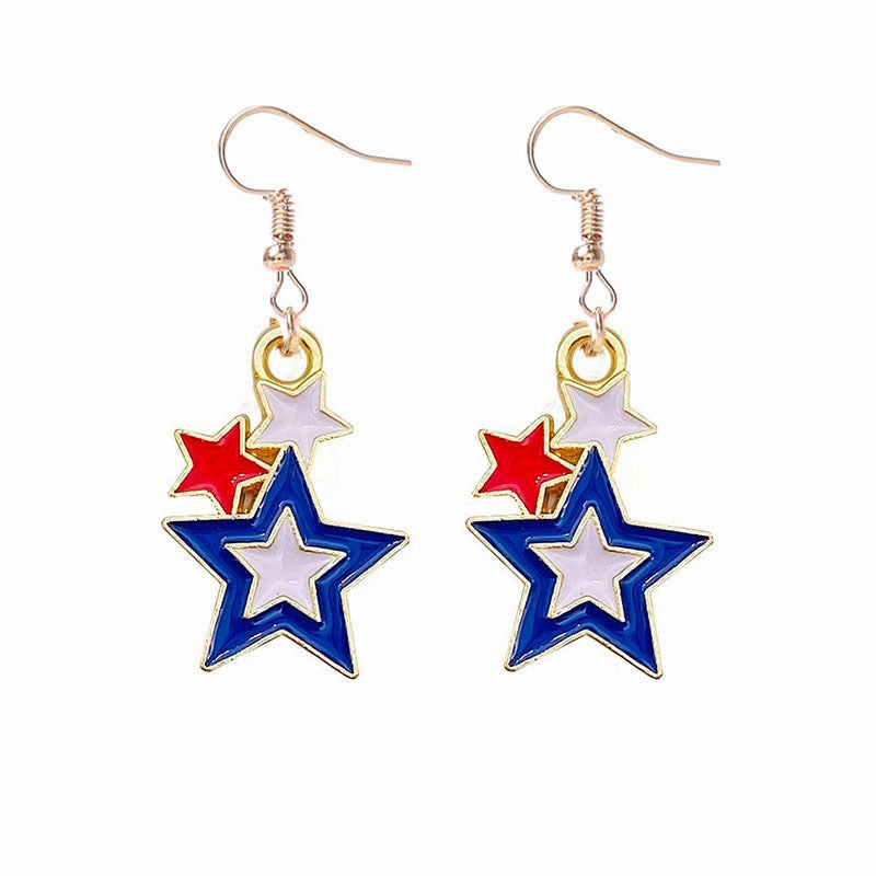 Wholesale Independence Day Flag Alloy Earrings