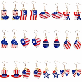 Wholesale Independence Day Flag Alloy Earrings