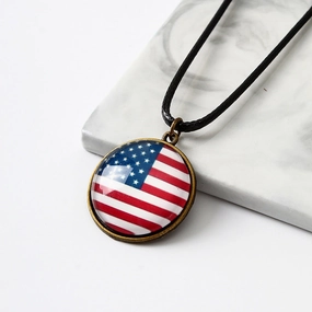 Wholesale Independence Day Flag Alloy Necklaces