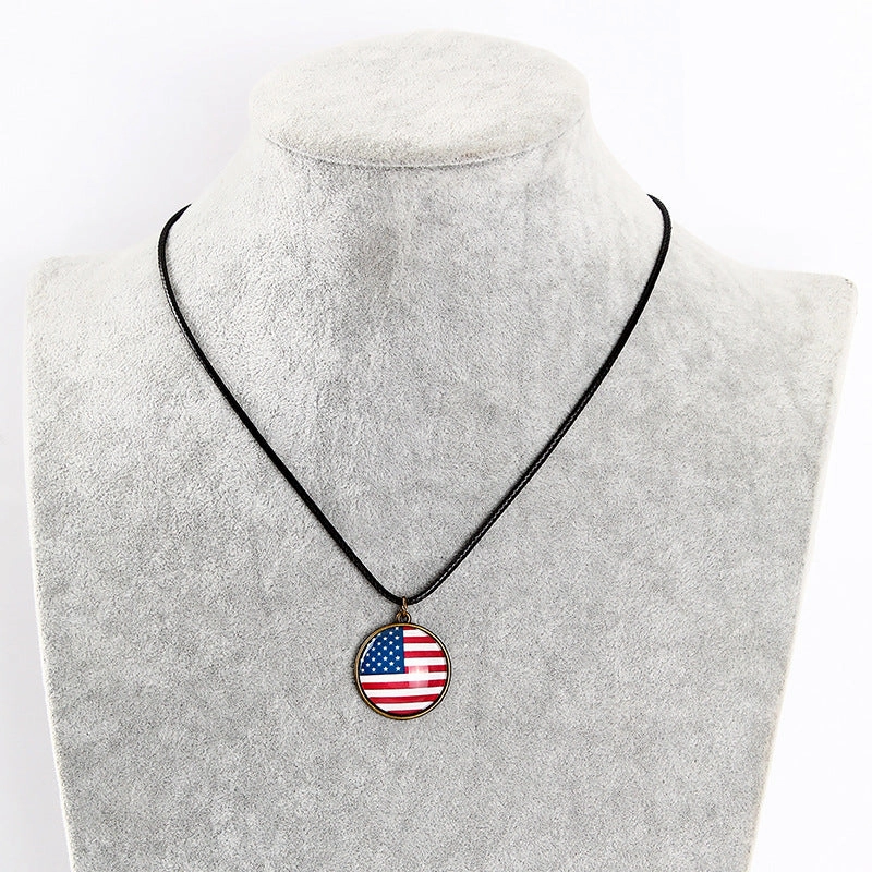 Wholesale Independence Day Flag Alloy Necklaces