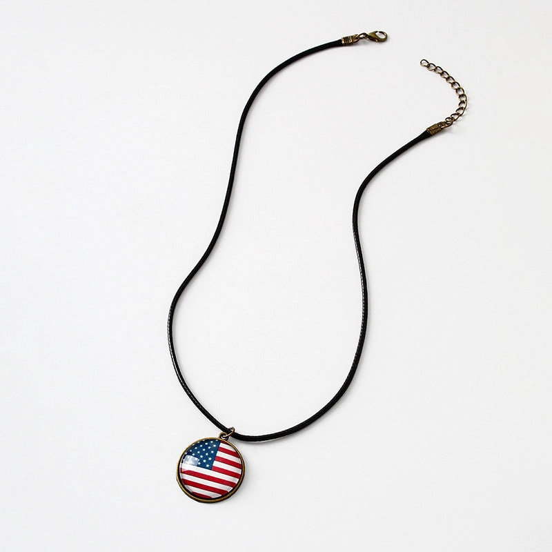 Wholesale Independence Day Flag Alloy Necklaces