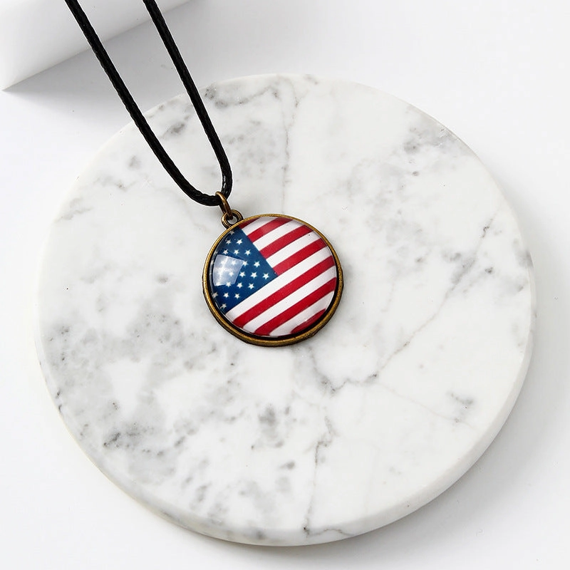 Wholesale Independence Day Flag Alloy Necklaces