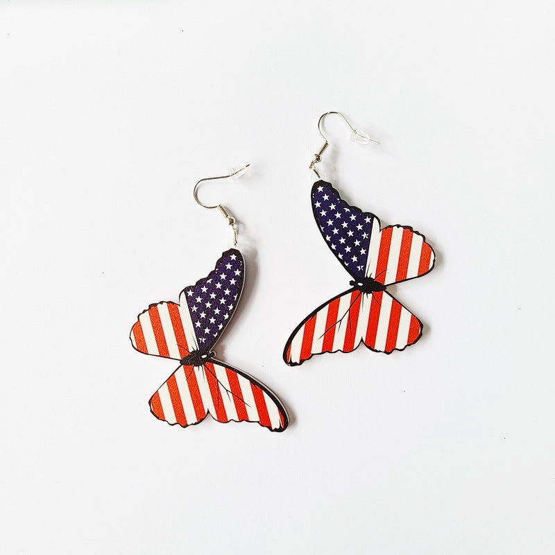 Wholesale Independence Day Flag Butterfly Acrylic Earrings