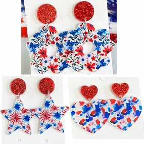 Wholesale Independence Day Flowers Cool Summer Acrylic Light Earrings Bohemia