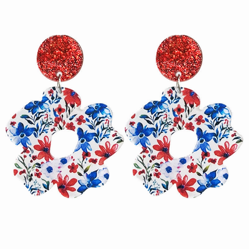 Wholesale Independence Day Flowers Cool Summer Acrylic Light Earrings Bohemia