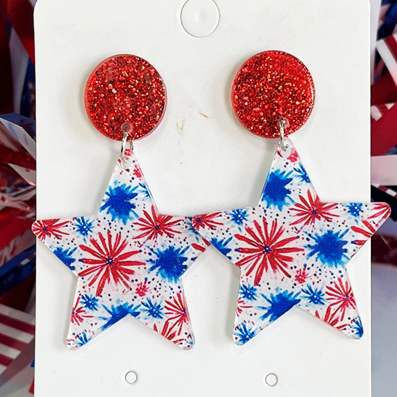 Wholesale Independence Day Flowers Cool Summer Acrylic Light Earrings Bohemia