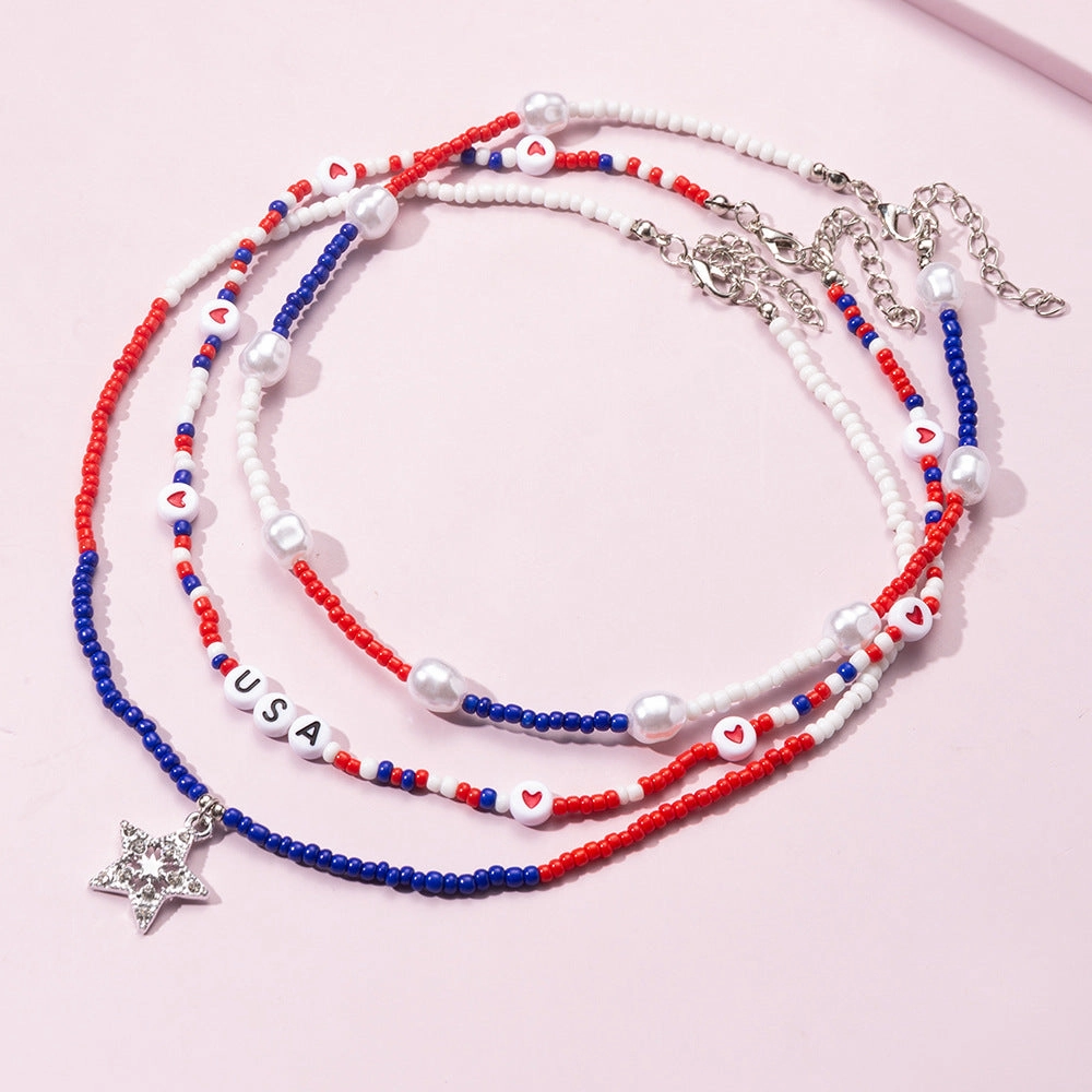 Wholesale Independence Day Pentagram Plastic Necklaces