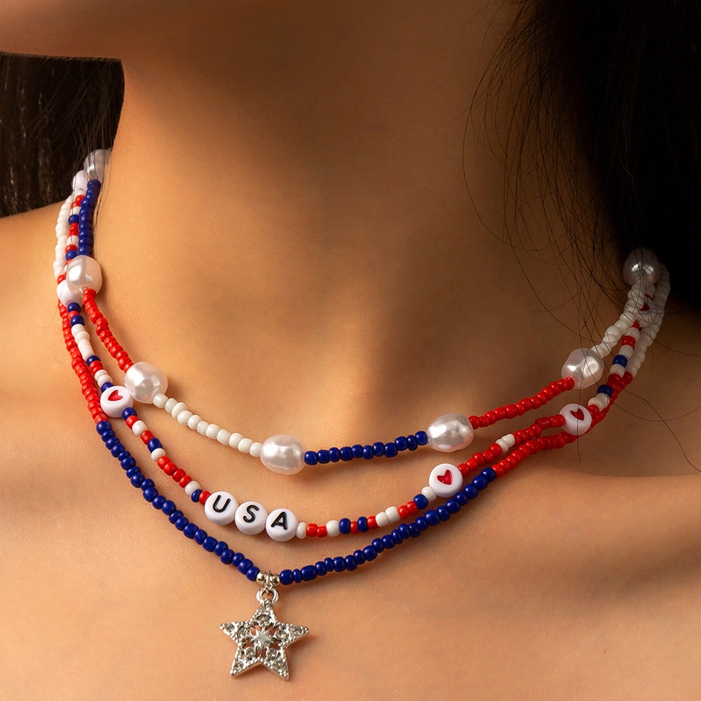 Wholesale Independence Day Pentagram Plastic Necklaces