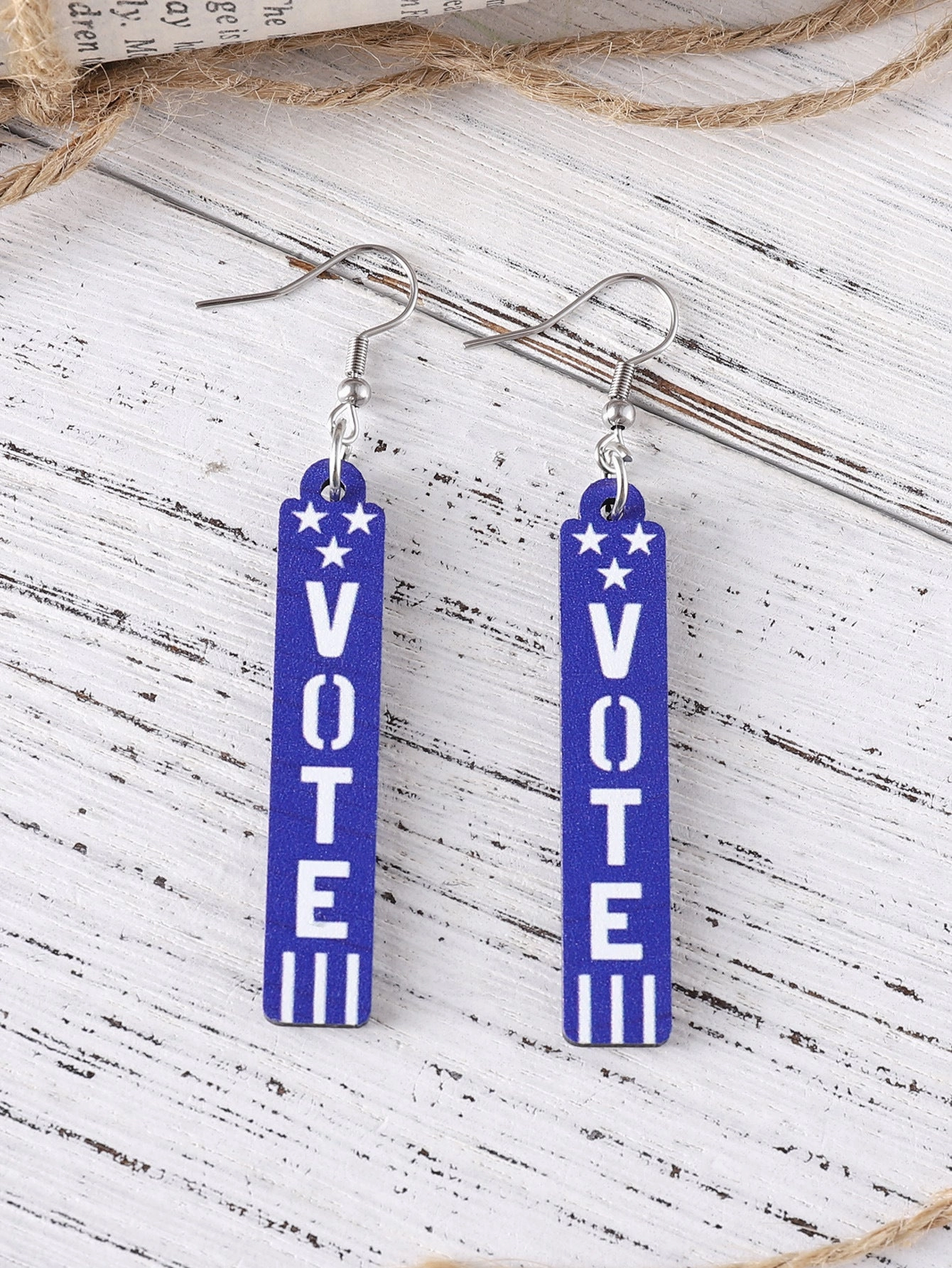 Wholesale Independence Day Personalized Double Sided Round Wooden Chip Earrings