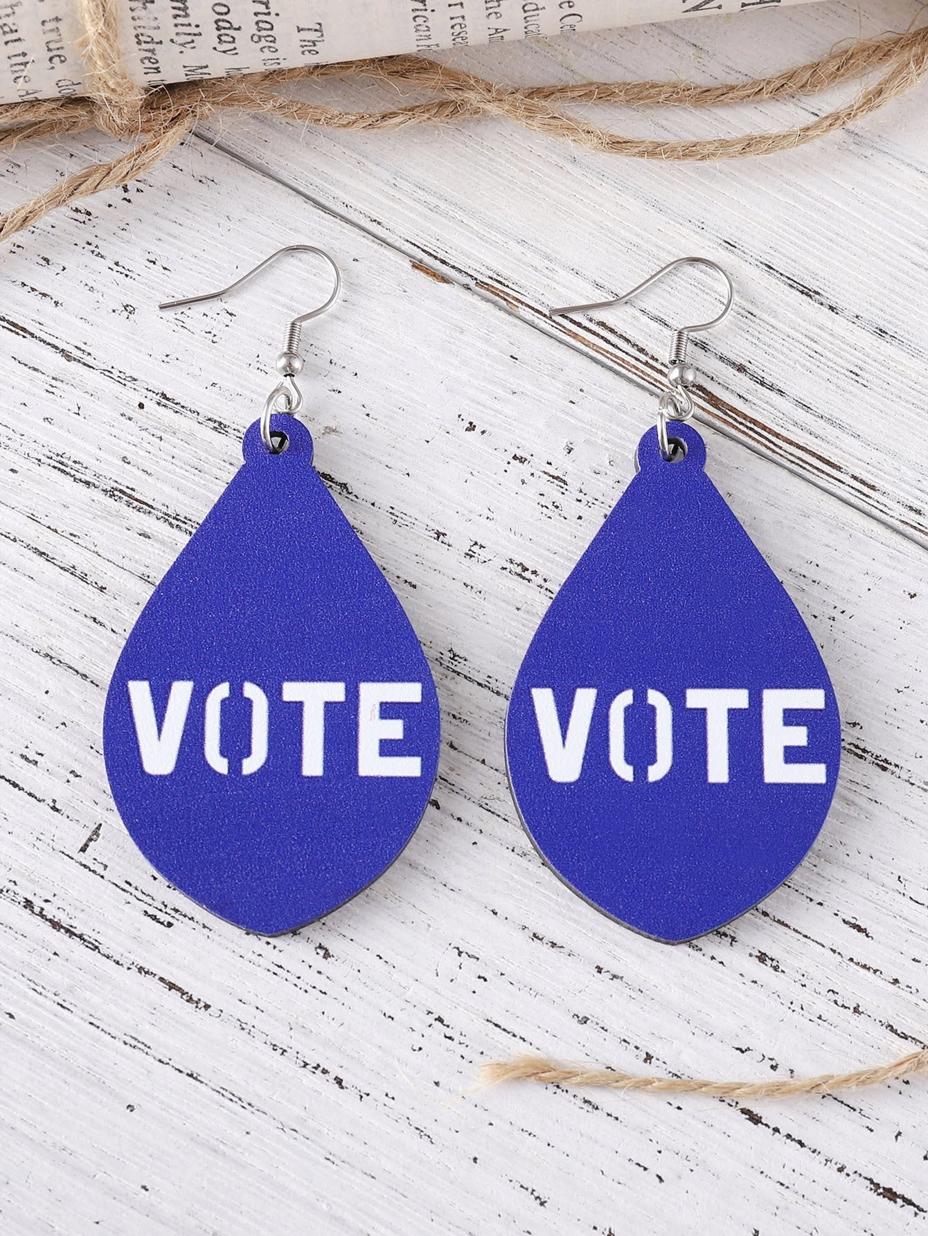Wholesale Independence Day Personalized Double Sided Round Wooden Chip Earrings