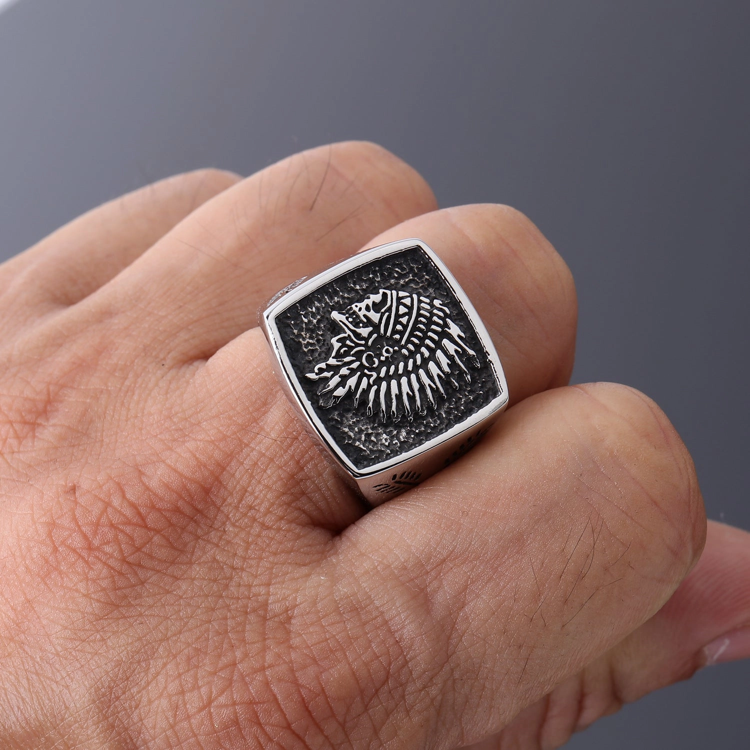 Wholesale Indian Totem Vintage Stainless Steel Men's Ring