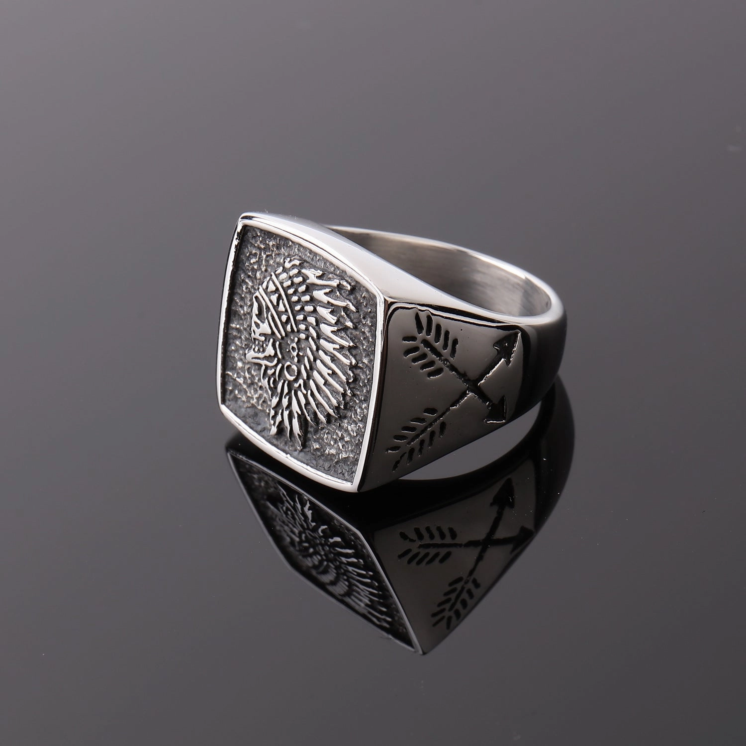 Wholesale Indian Totem Vintage Stainless Steel Men's Ring