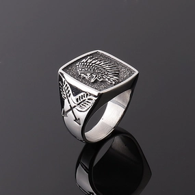Wholesale Indian Totem Vintage Stainless Steel Men's Ring