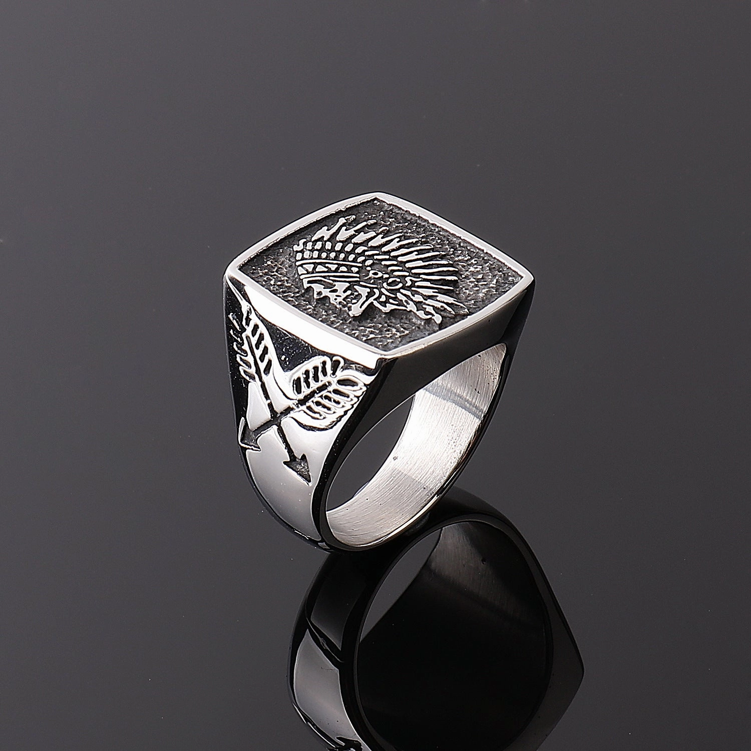 Wholesale Indian Totem Vintage Stainless Steel Men's Ring