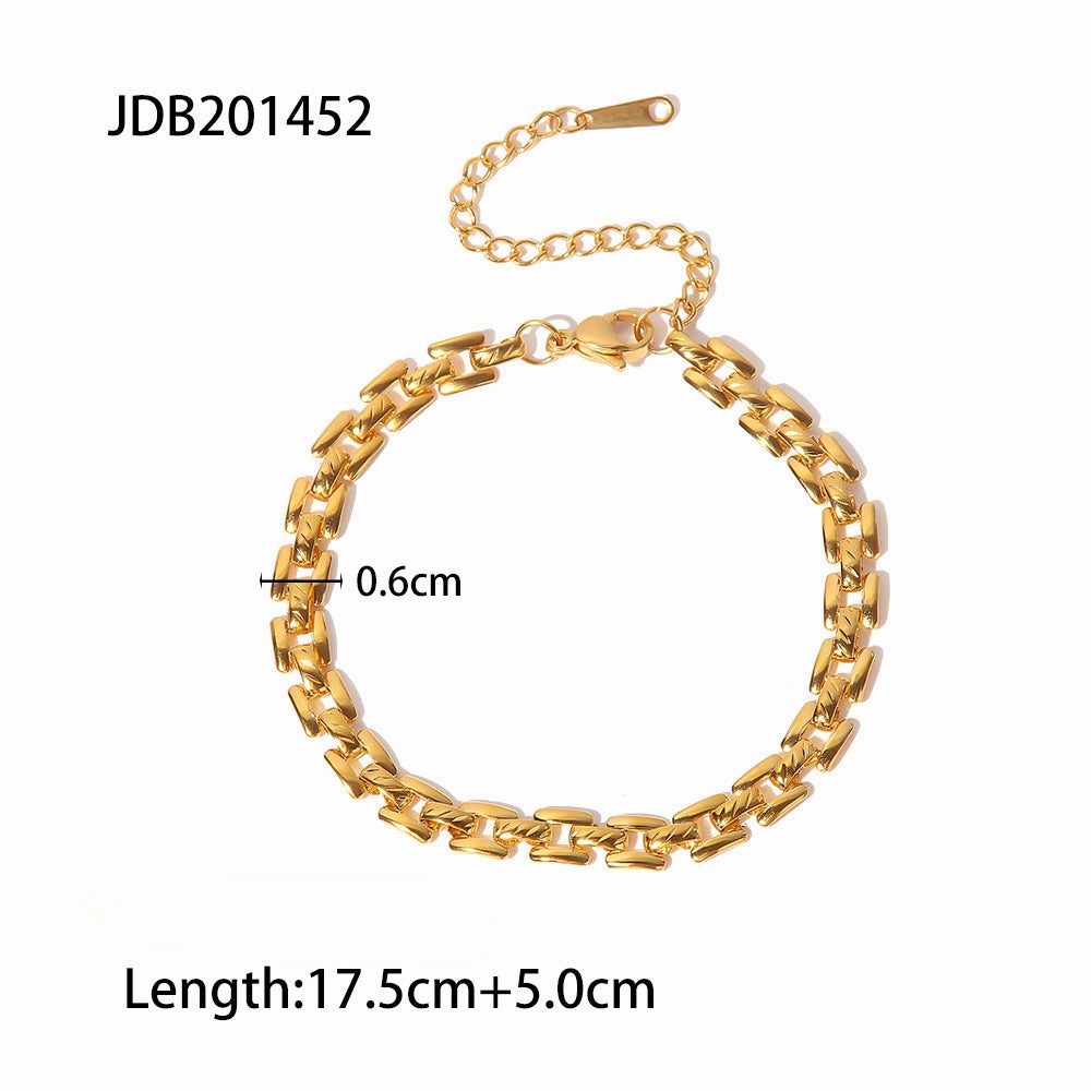 Wholesale Inlaid African Jade Titanium Steel Bracelet