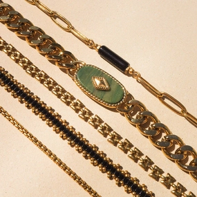 Wholesale Inlaid African Jade Titanium Steel Bracelet