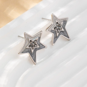 Wholesale Inlaid Diamond Star Alloy Earrings