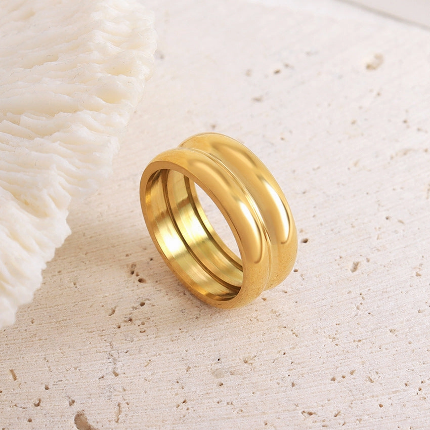 Wholesale Inlaid Pear-shaped Zircon Titanium Steel Thin Circle Open Ring
