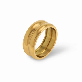 Wholesale Inlaid Pear-shaped Zircon Titanium Steel Thin Circle Open Ring