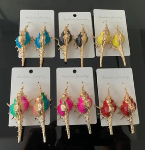 Wholesale Inlaid Phnom Penh Ocean Style Conch Sea Shell Earrings