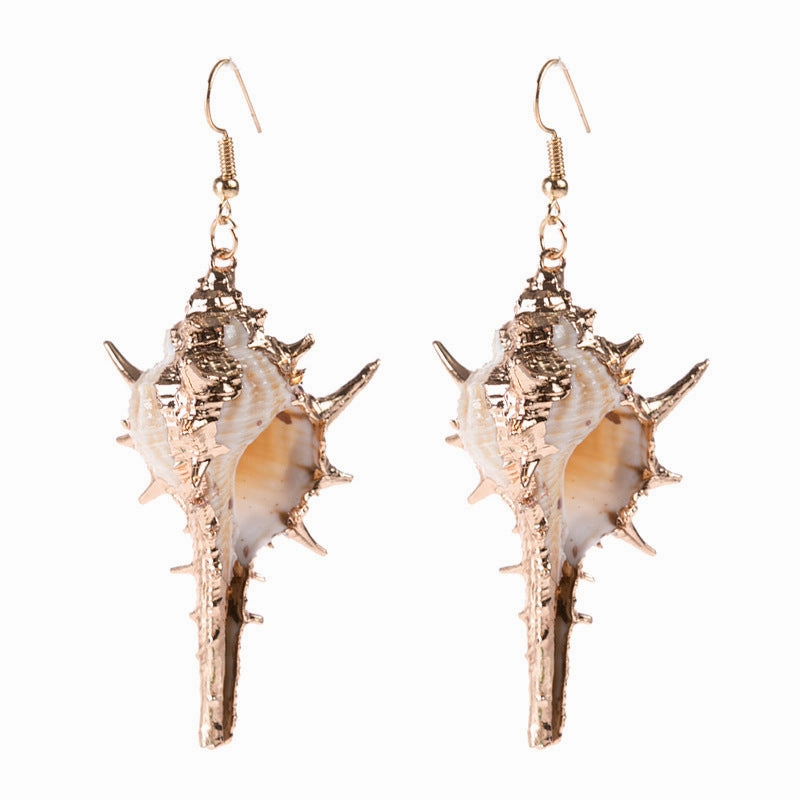 Wholesale Inlaid Phnom Penh Ocean Style Conch Sea Shell Earrings