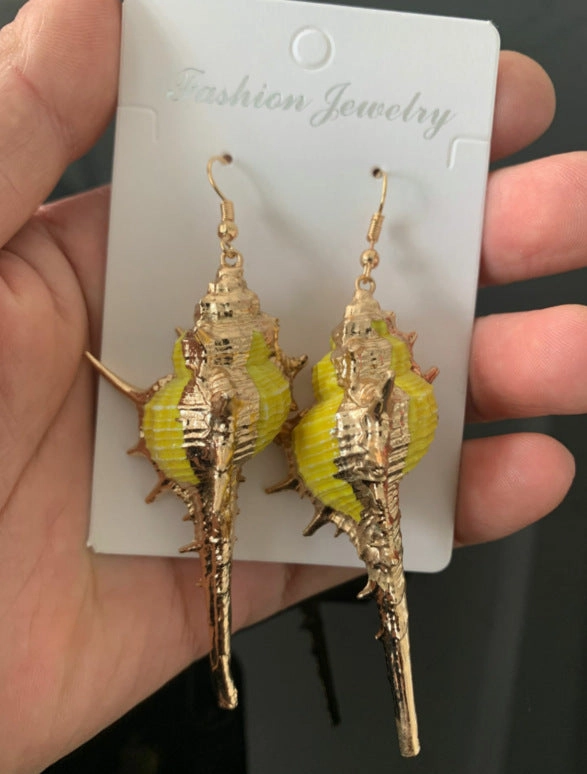 Wholesale Inlaid Phnom Penh Ocean Style Conch Sea Shell Earrings