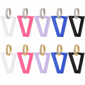 Wholesale Inverted Triangle Fluorescent Brass Earrings