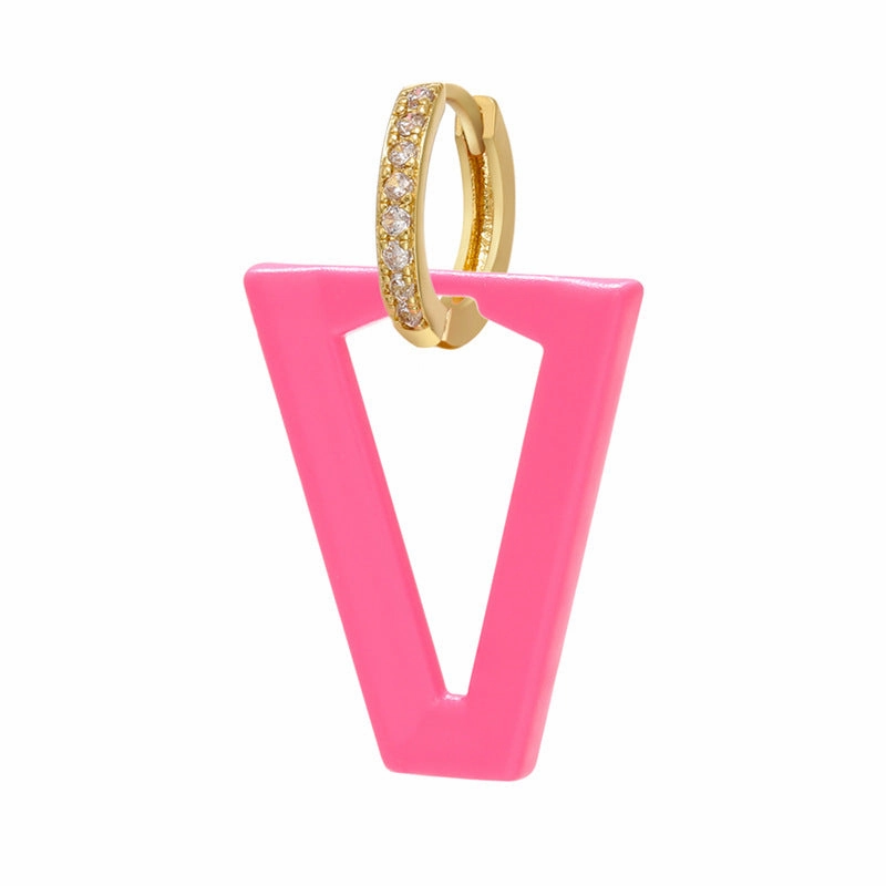 Wholesale Inverted Triangle Fluorescent Brass Earrings