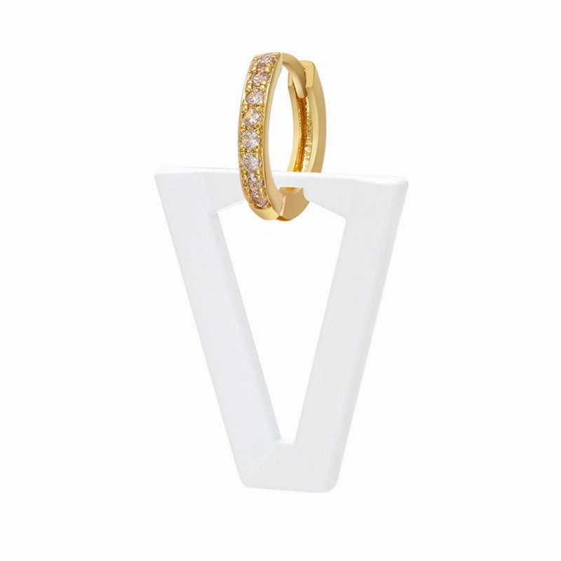 Wholesale Inverted Triangle Fluorescent Brass Earrings