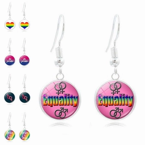 Wholesale Iridescent Long Silver Alloy Earrings