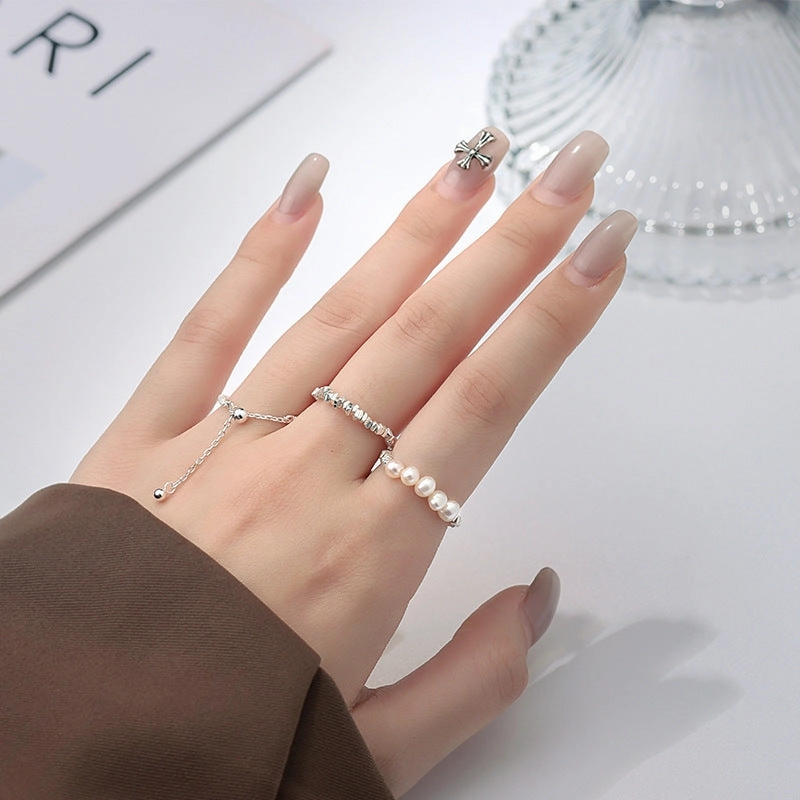 Wholesale Irregular Broken Silver Pearl Ring