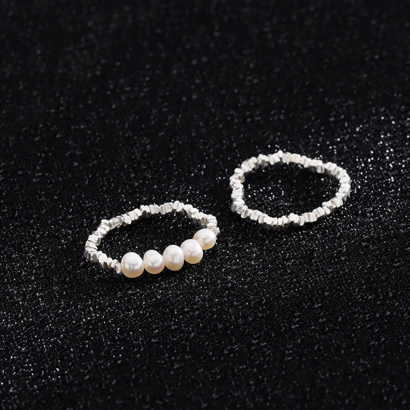 Wholesale Irregular Broken Silver Pearl Ring