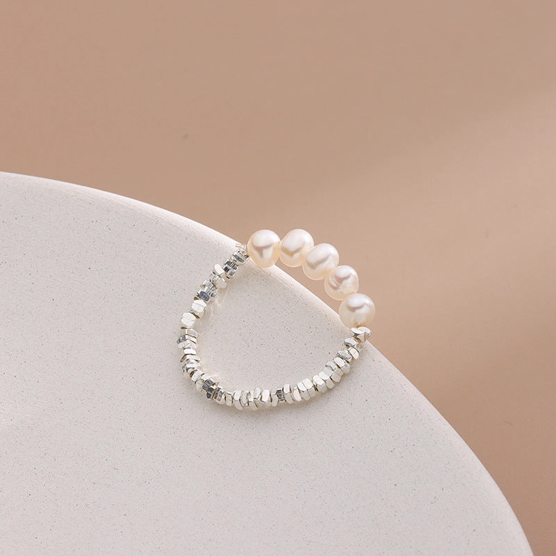Wholesale Irregular Broken Silver Pearl Ring