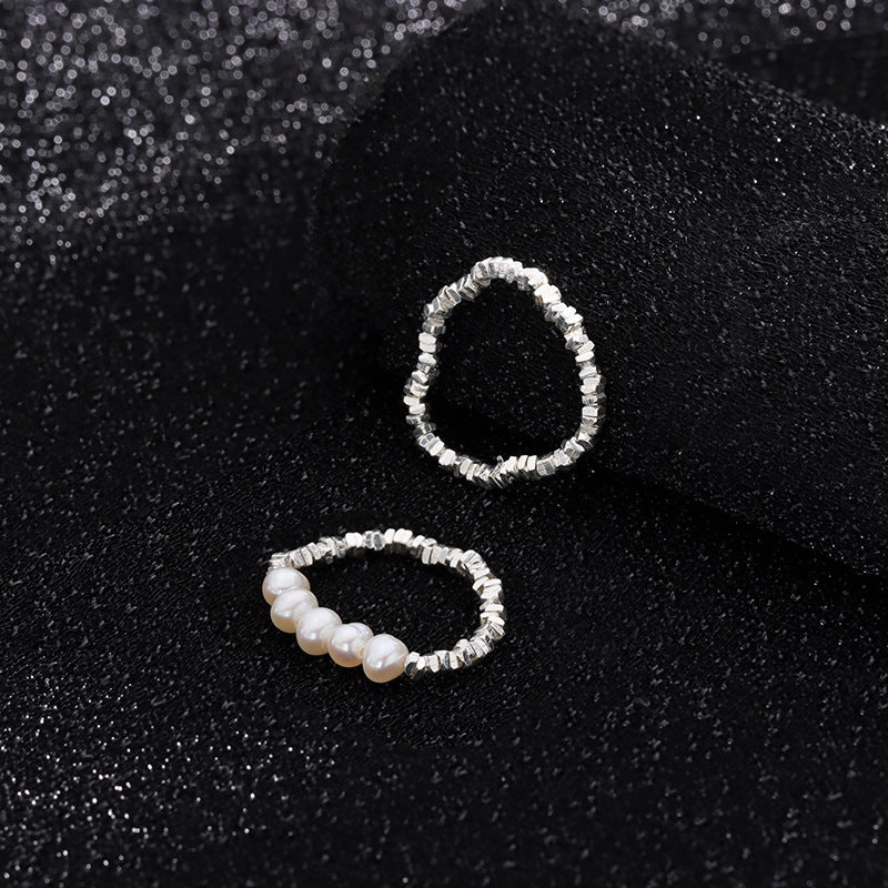 Wholesale Irregular Broken Silver Pearl Ring