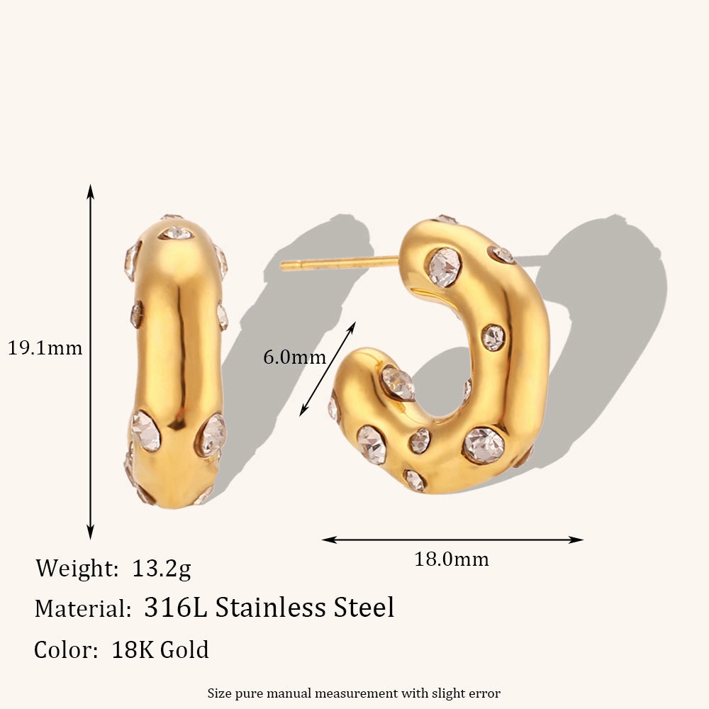 Wholesale Irregular C-shaped Earrings Stainless Steel Gold-plated Earrings