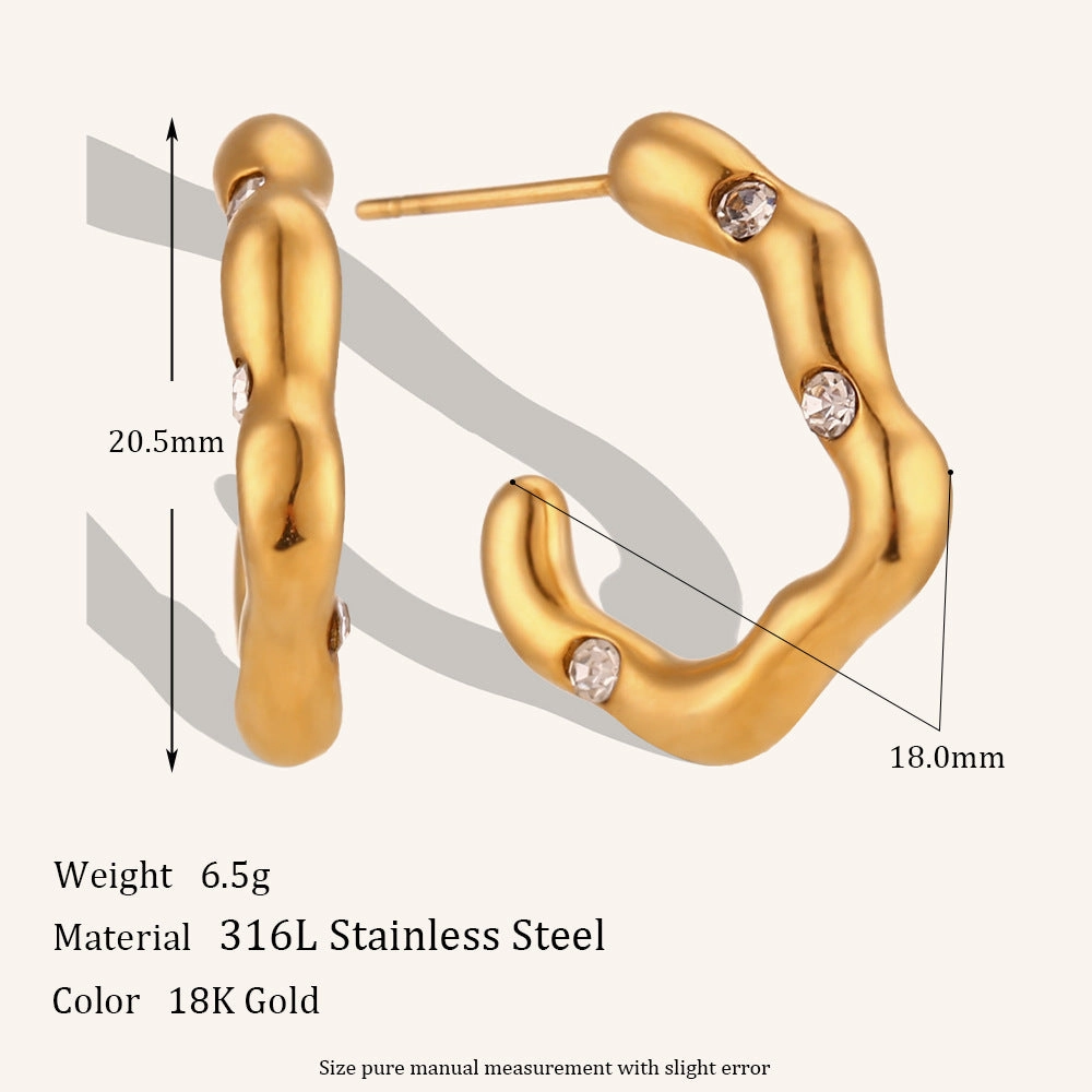 Wholesale Irregular C-shaped Earrings Stainless Steel Gold-plated Earrings