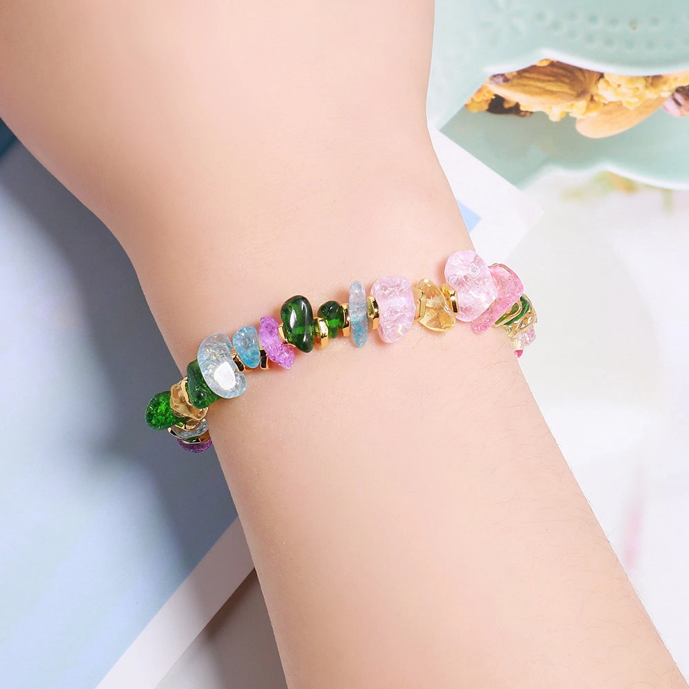 Wholesale Irregular Colored Crushed Stone Copper Bracelet