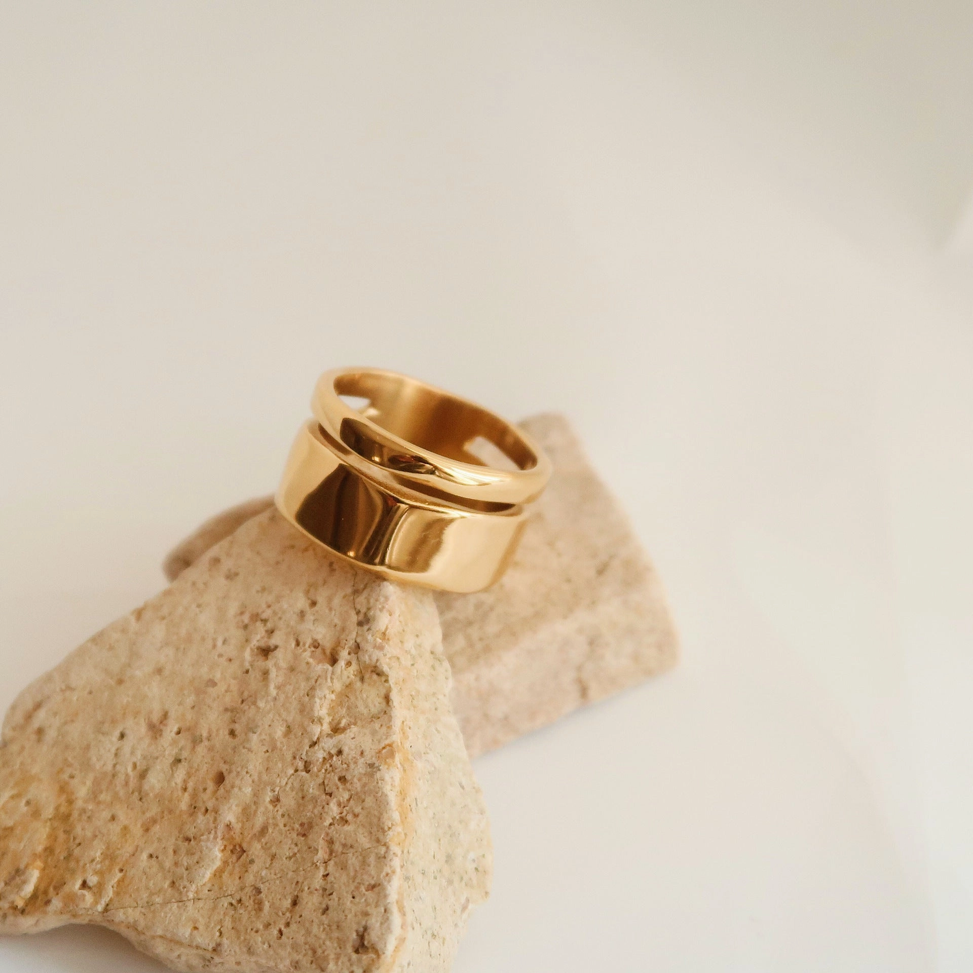 Wholesale Irregular Double Layer Titanium Steel Ring