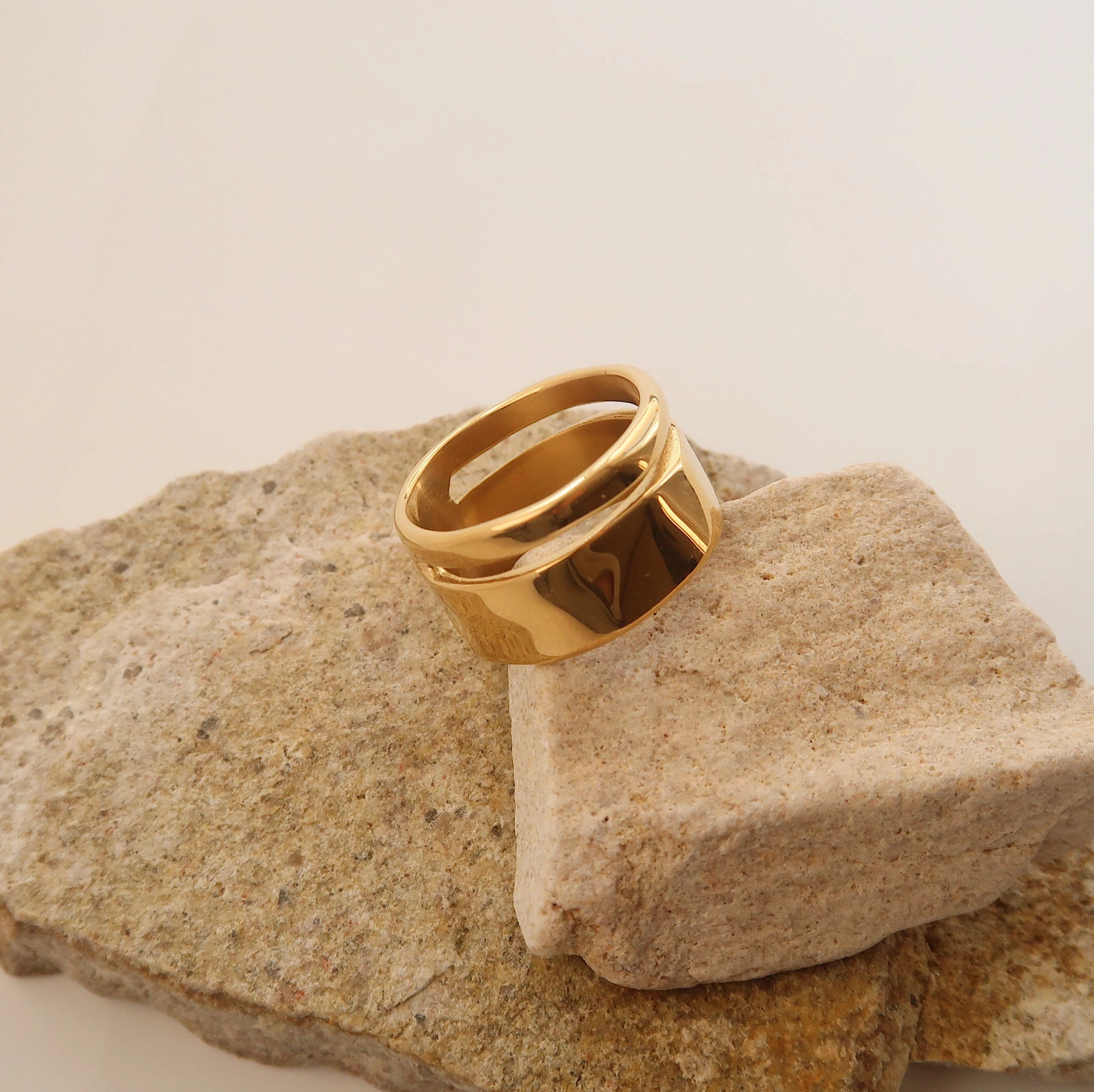 Wholesale Irregular Double Layer Titanium Steel Ring